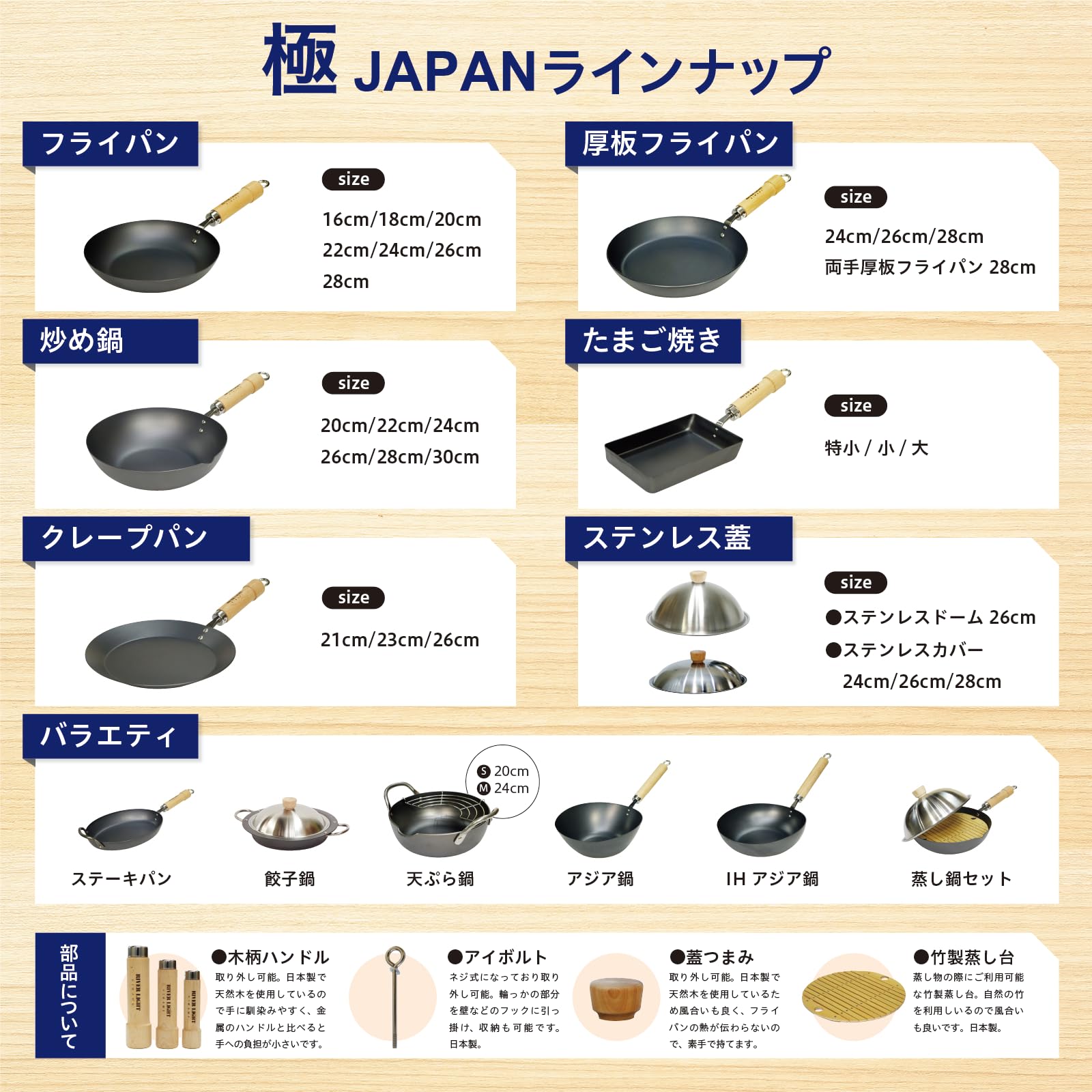 Amazon.co.jp: リバーライト 部品 極JAPAN用 木製 つまみ ステンレス